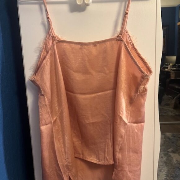 NWT Women’s Camisole Set Satin Lace Cami Short Set Coral Pink Summer Sleepwear - Picture 8 of 12
